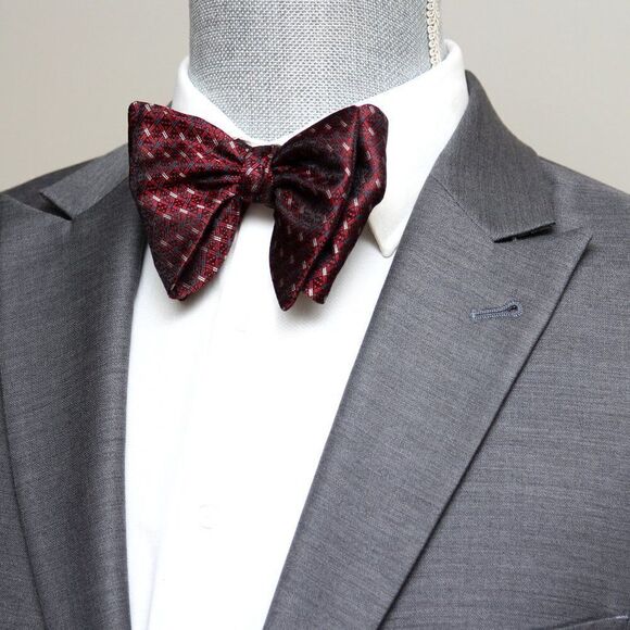 Men's Self-tied Bow Tie 100%Silk Big Butterfly S633 Maroon Ornament - Picture 13 of 15